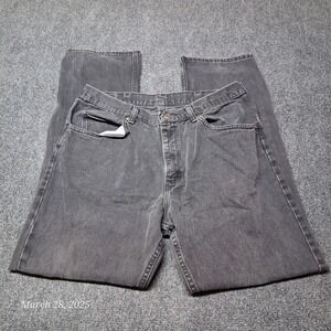 VTG‎ Lee Jeans Men Size 36x32 Black Stone Wash Regular Fit Straight Leg